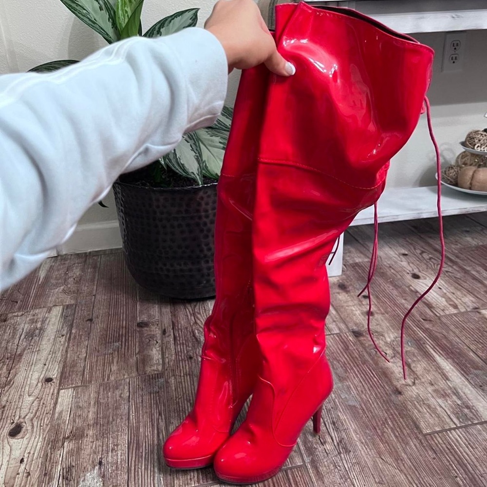 Over the knee thigh high Red heel boots